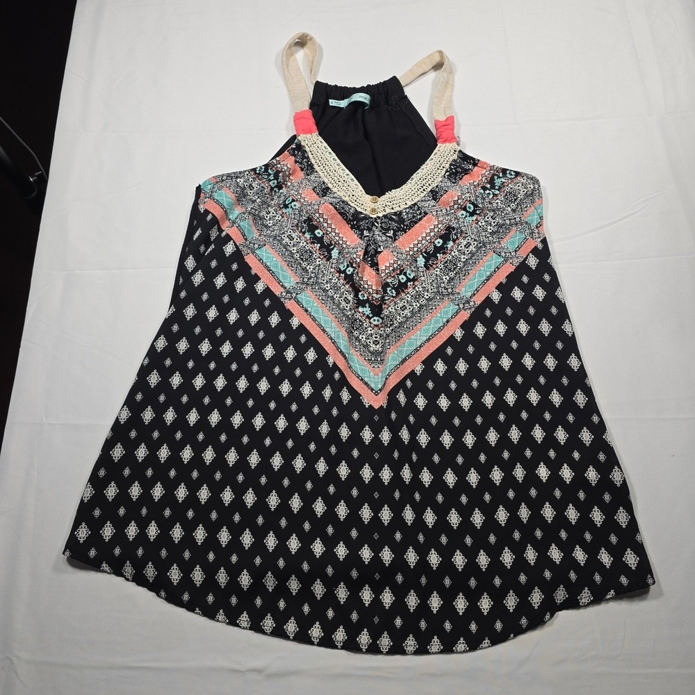 Maurices Boho Halter‎ Top Crochet Lace Mixed Print Women's Small